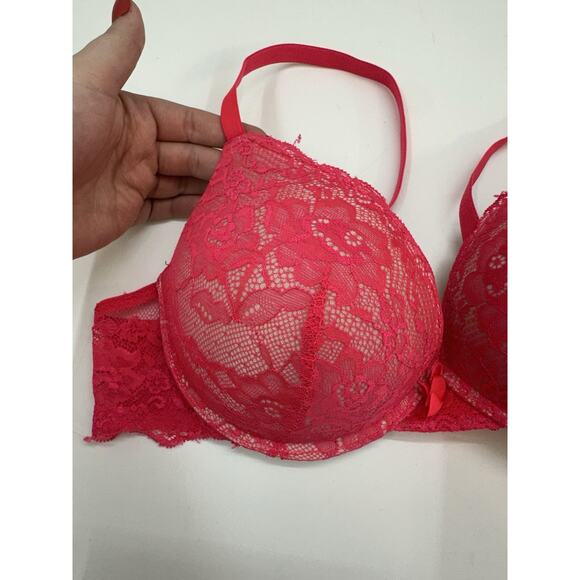 Emily Johnson Womens Bra Size 40C Hot Pink Lacey Push Up Padded 9904 - Picture 2 of 10
